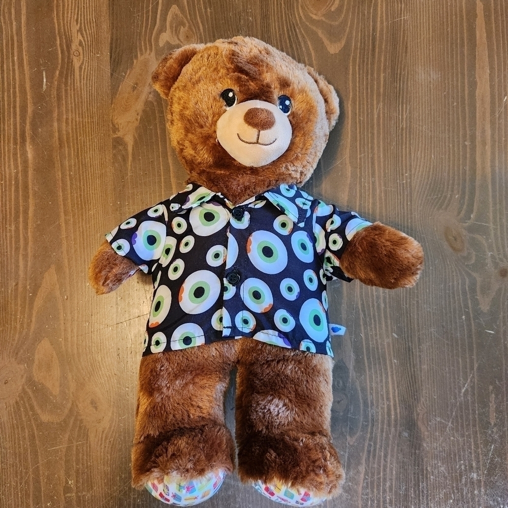 Build A Bear Happy Birthday Bear Brown BAB with Button Down Dress Shirt 16"